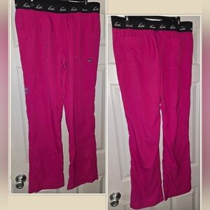 Koi Lite Hot Fuschia Pink Scrub Pants Boot Leg Women's L Tall Slim Fit